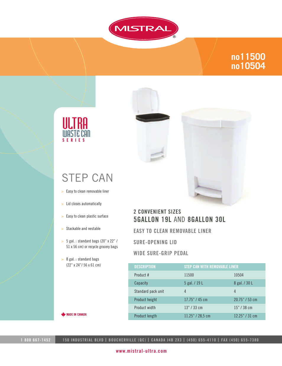 Mistral Ultra 10504 User Manual | 1 page