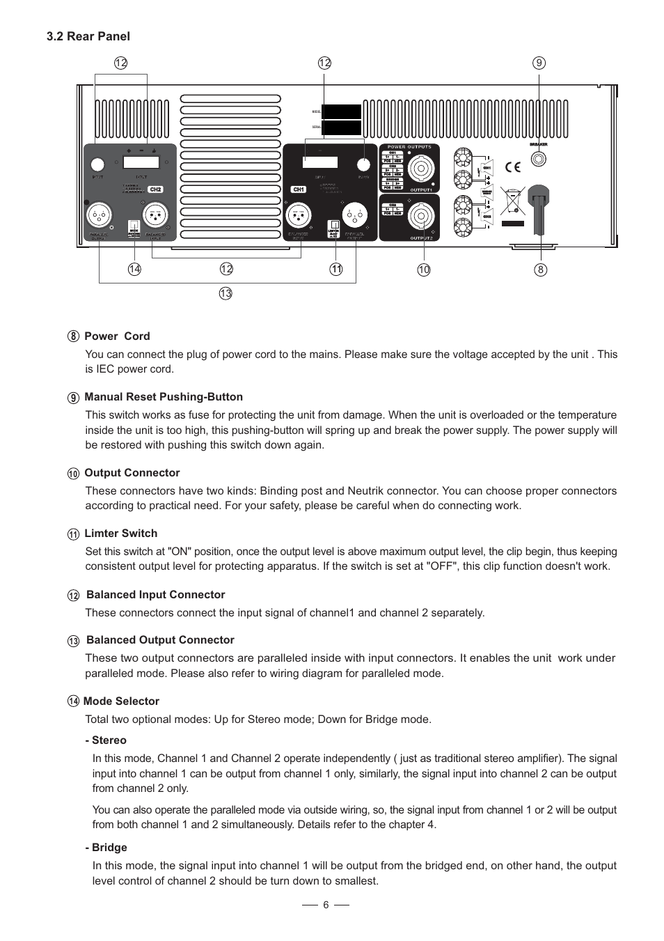 2 rear panel | Mistral 6000 User Manual | Page 7 / 14