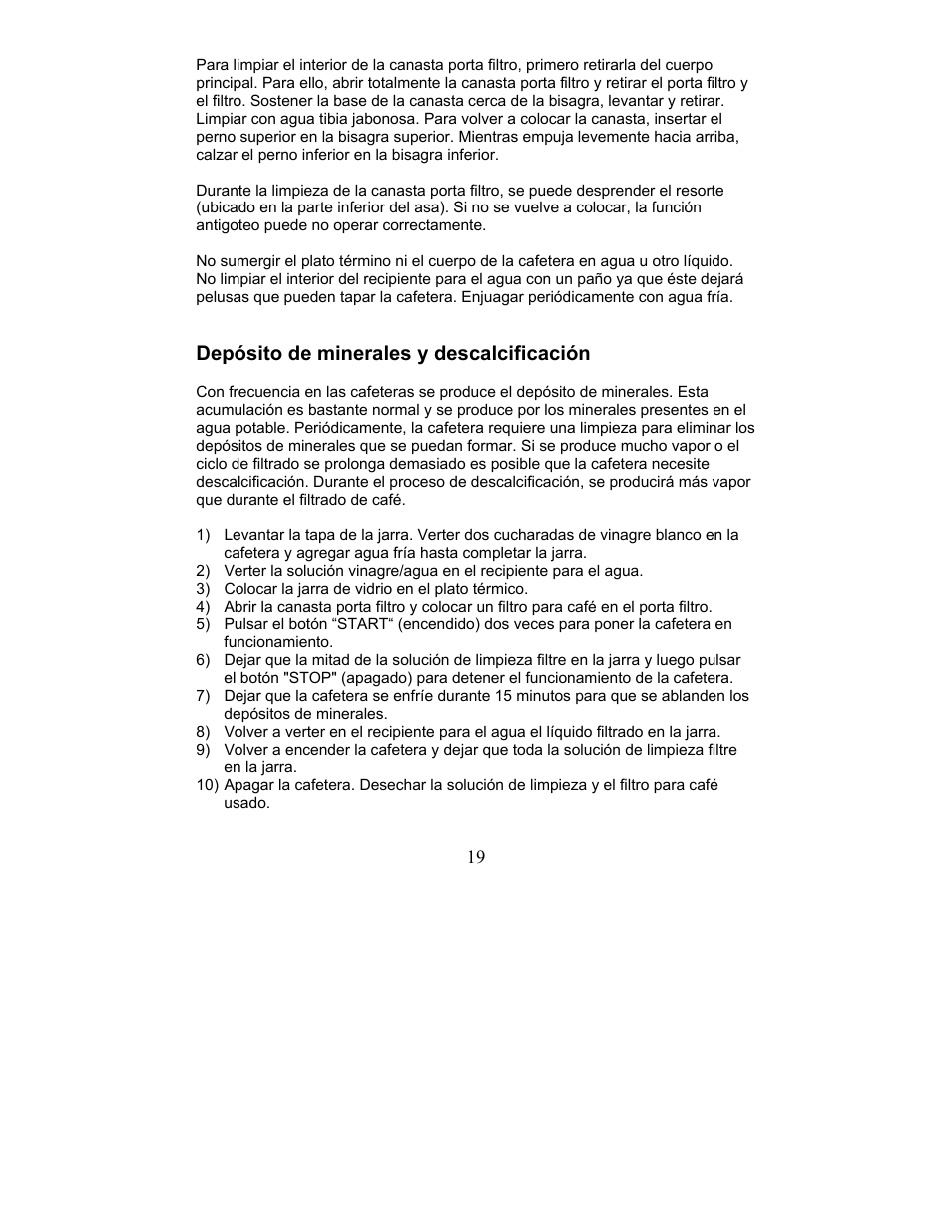 Depósito de minerales y descalcificación | Magic Chef MCCM1TW12 User Manual | Page 19 / 21