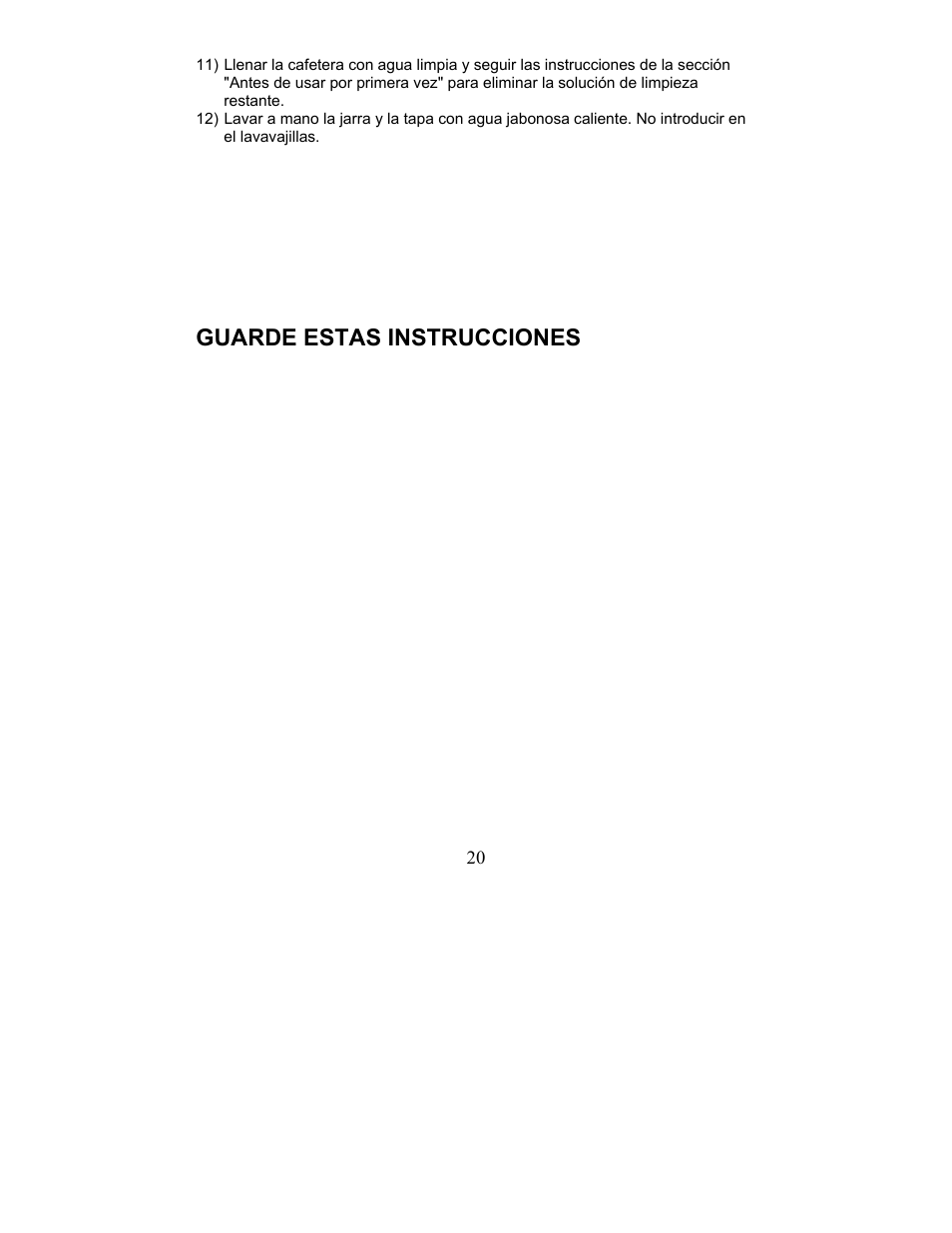 Guarde estas instrucciones | Magic Chef MCCM1TW12 User Manual | Page 20 / 21