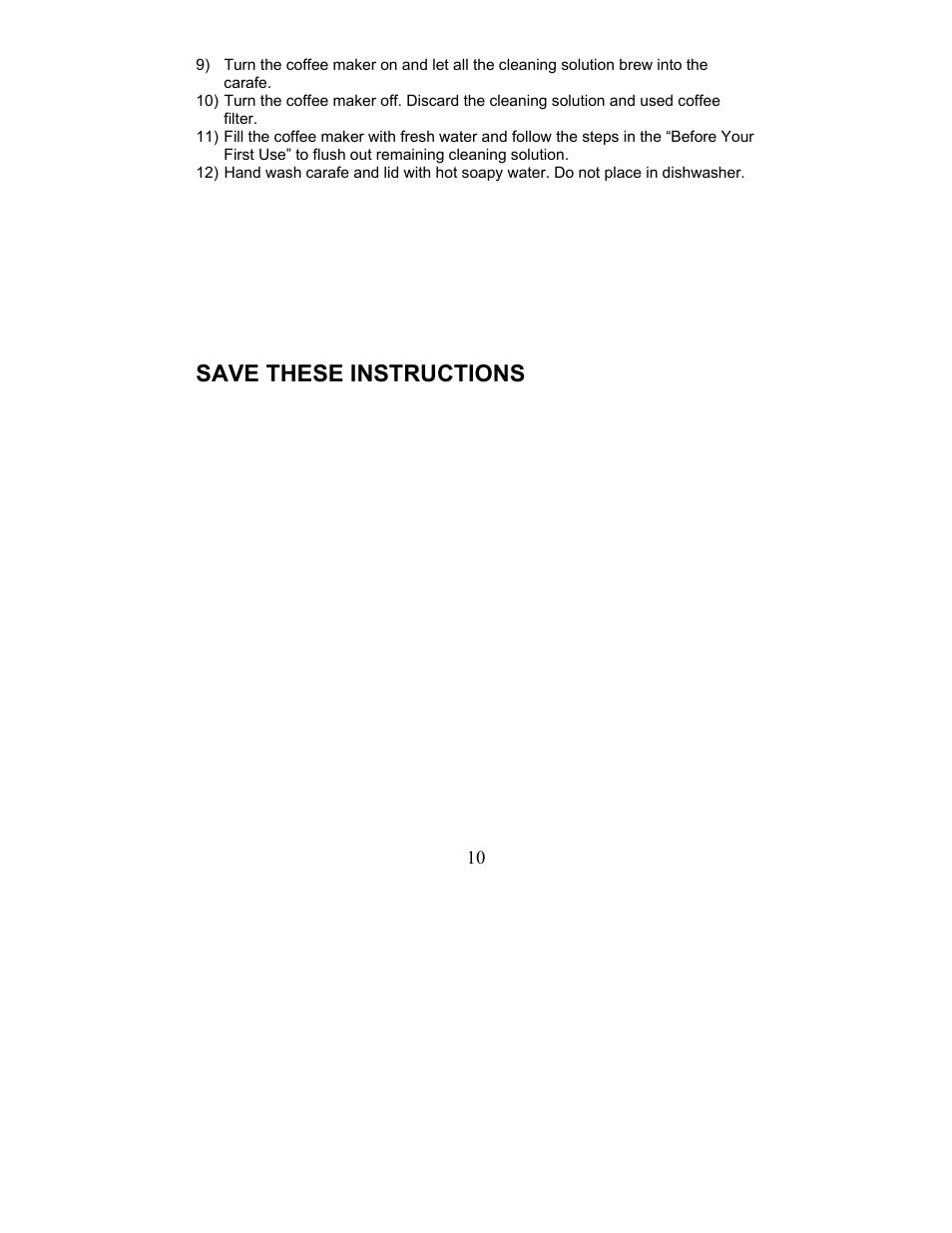 Save these instructions | Magic Chef MCECM1NB User Manual | Page 10 / 22
