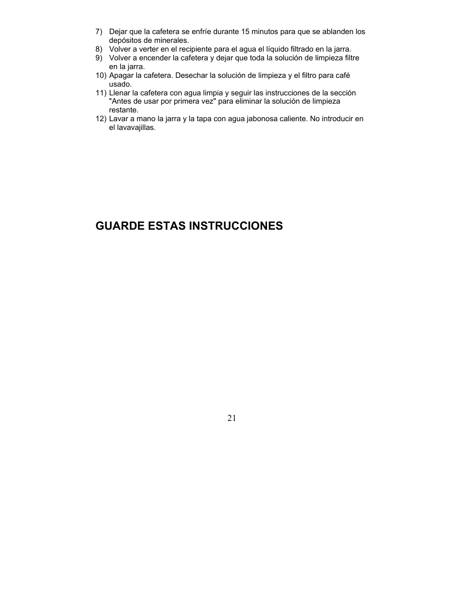 Guarde estas instrucciones | Magic Chef MCECM1NB User Manual | Page 21 / 22