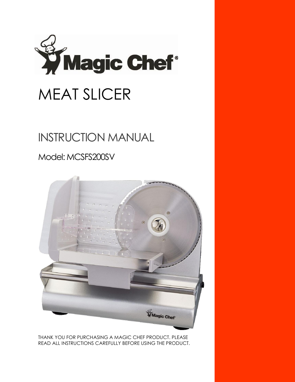 Magic Chef MCSFS200SV User Manual | 9 pages