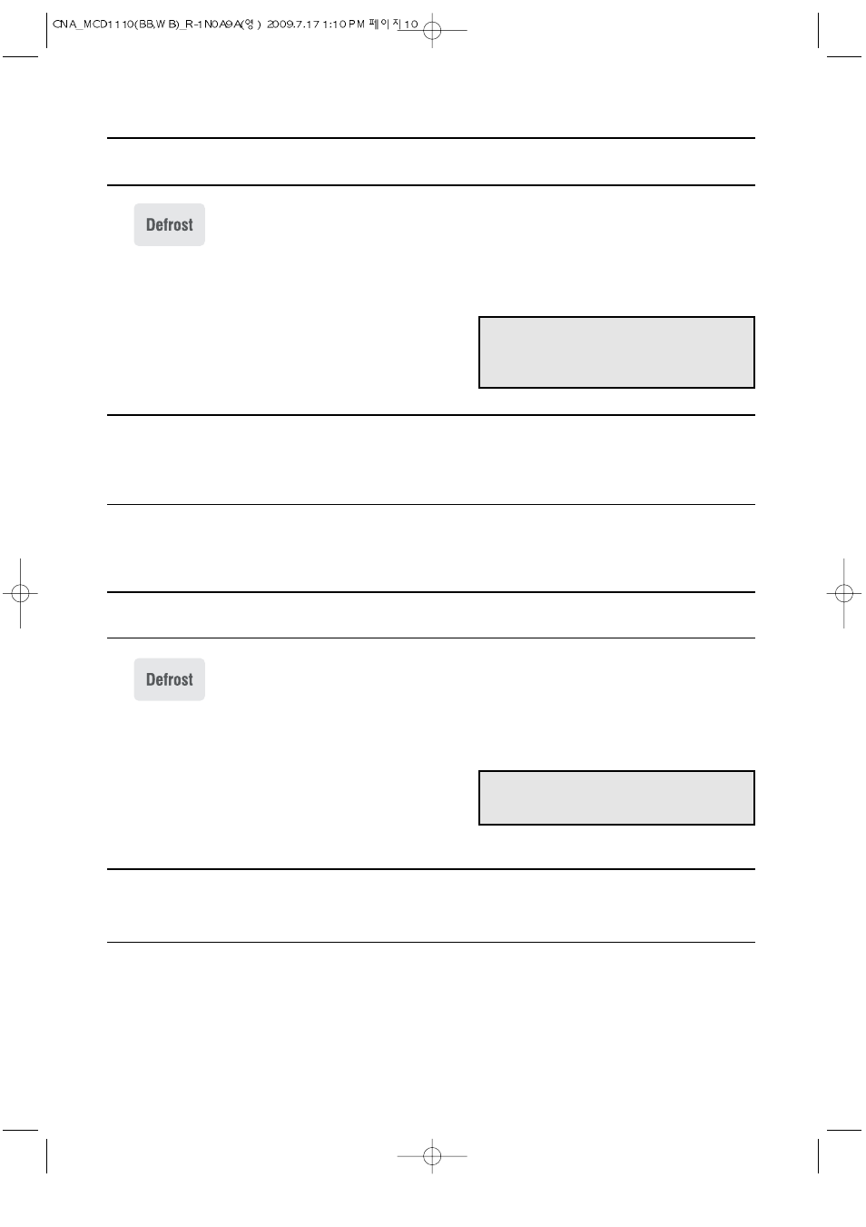 Weight defrosting, Time defrosting | Magic Chef MCD1110WB User Manual | Page 11 / 19
