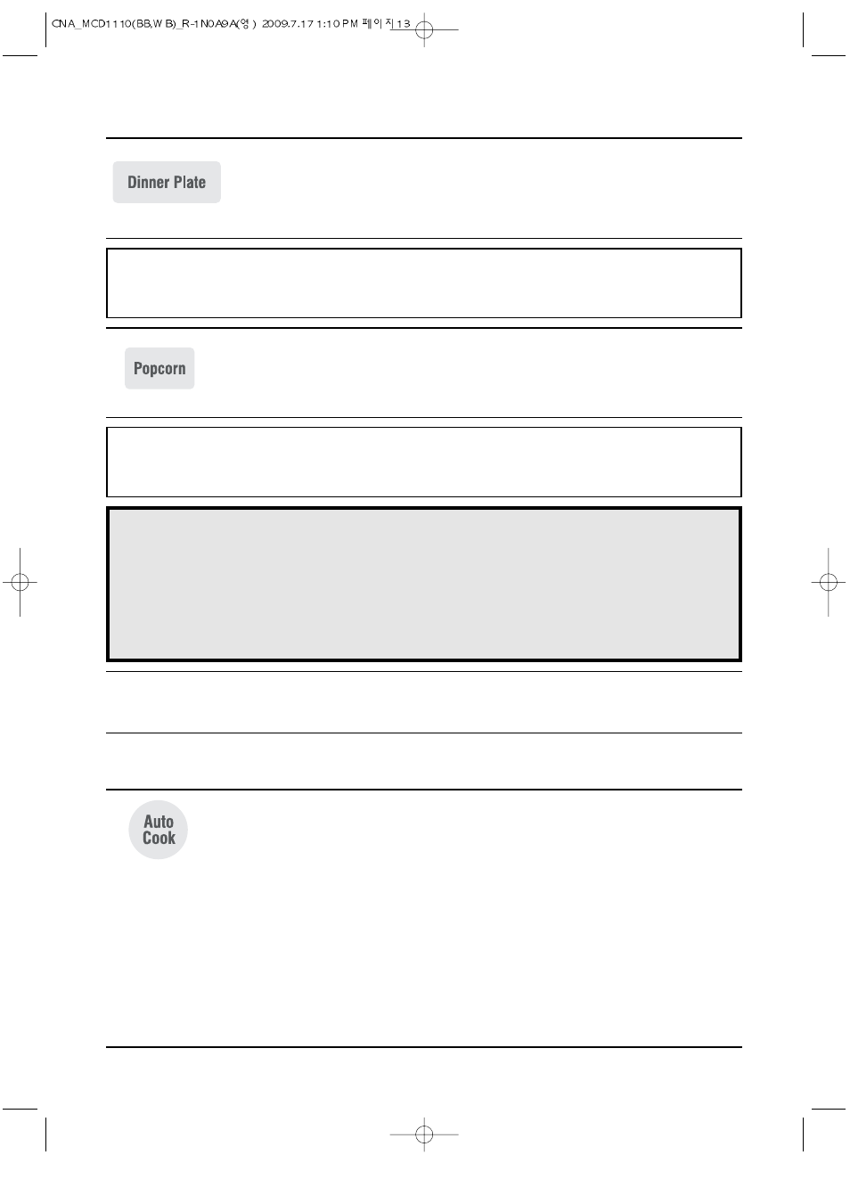 One touch cooking, Auto cook | Magic Chef MCD1110WB User Manual | Page 14 / 19