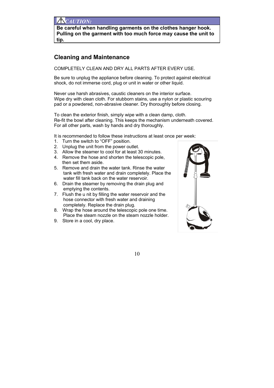 Magic Chef Garment Steamer User Manual | Page 10 / 13