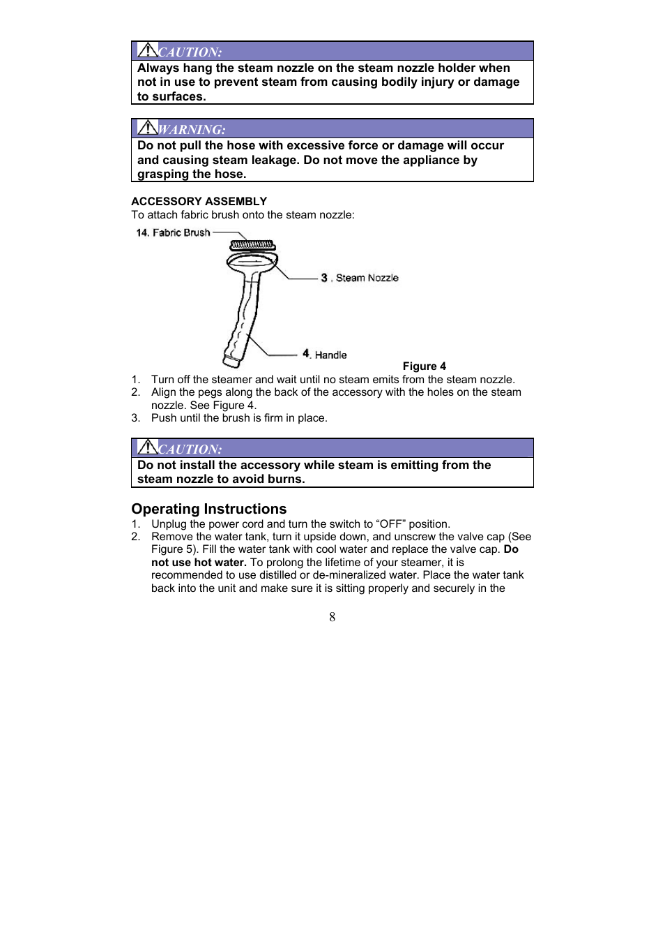 Magic Chef Garment Steamer User Manual | Page 8 / 13