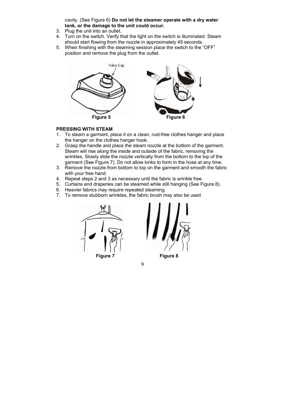 Magic Chef Garment Steamer User Manual | Page 9 / 13