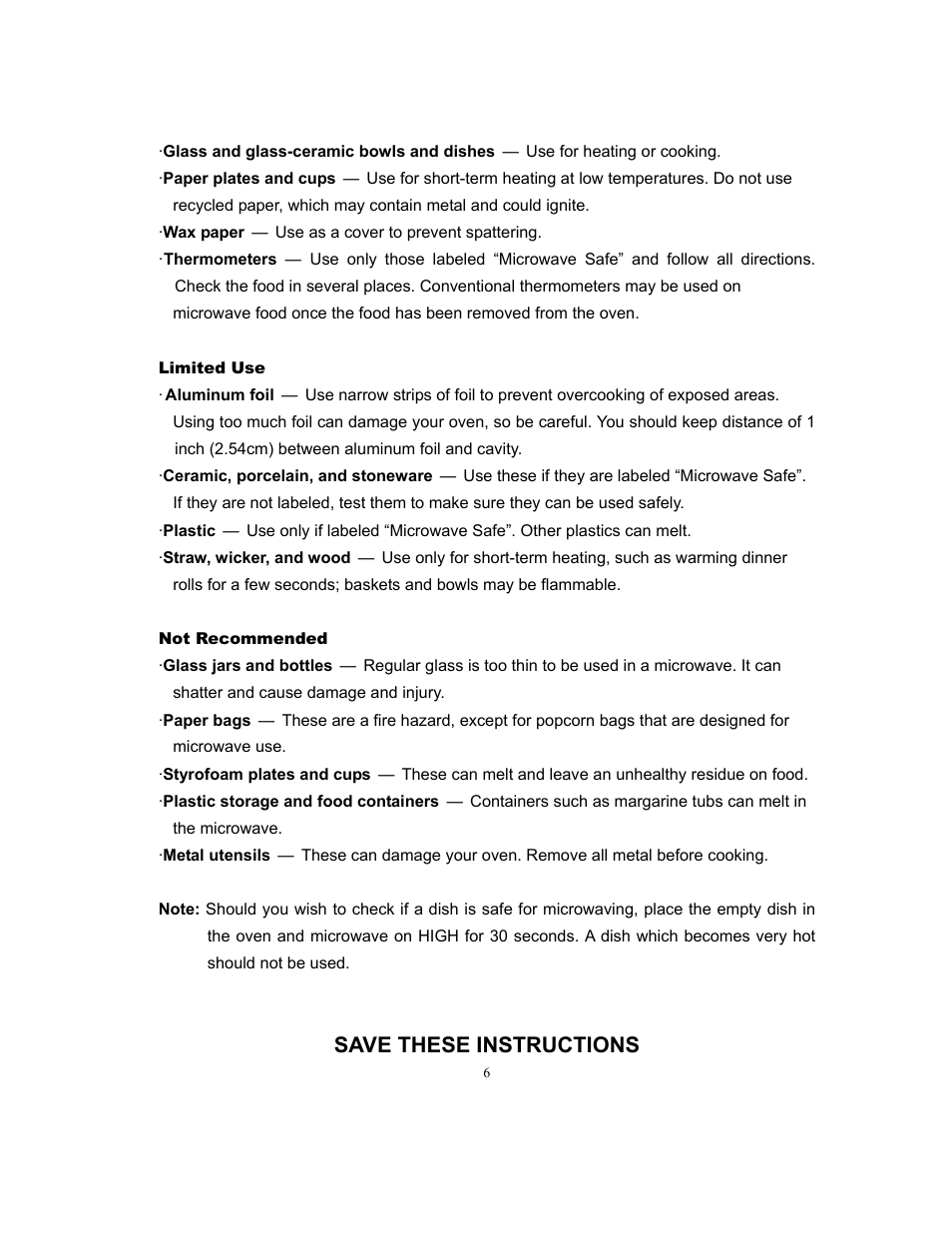 Save these instructions | Magic Chef MCD775RW User Manual | Page 7 / 13