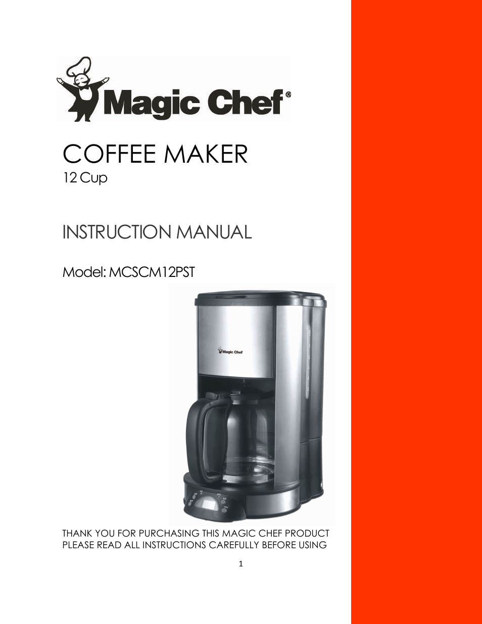 Magic Chef MCSCM12PST User Manual | 12 pages