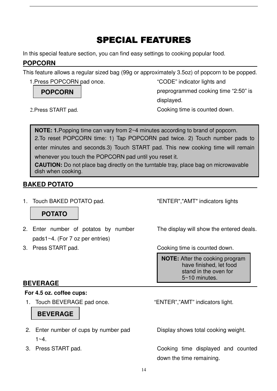 Special features | Magic Chef MCD990STG User Manual | Page 15 / 19