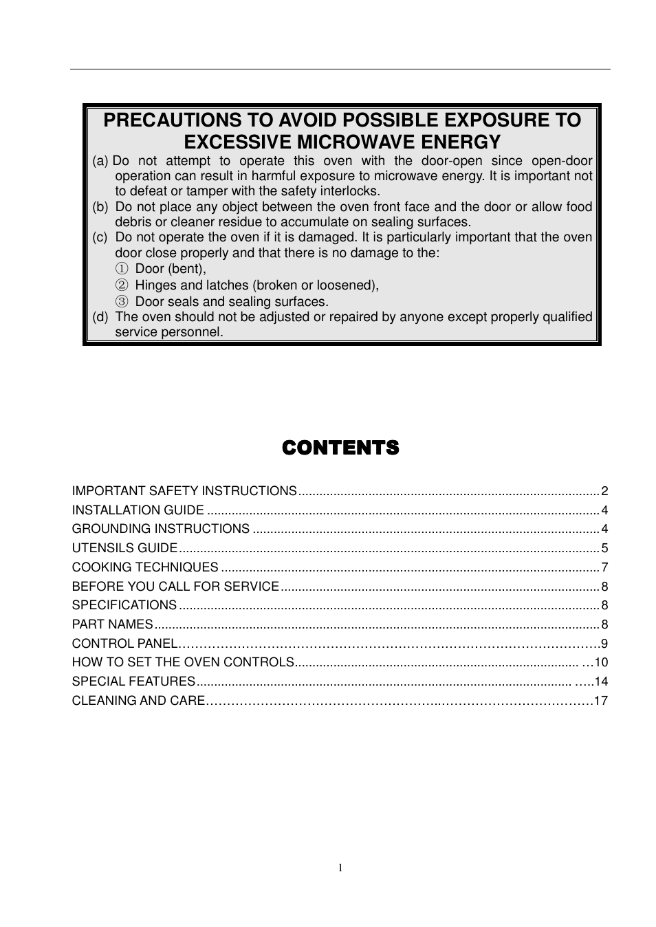 Contents contents contents contents | Magic Chef MCD990STG User Manual | Page 2 / 19