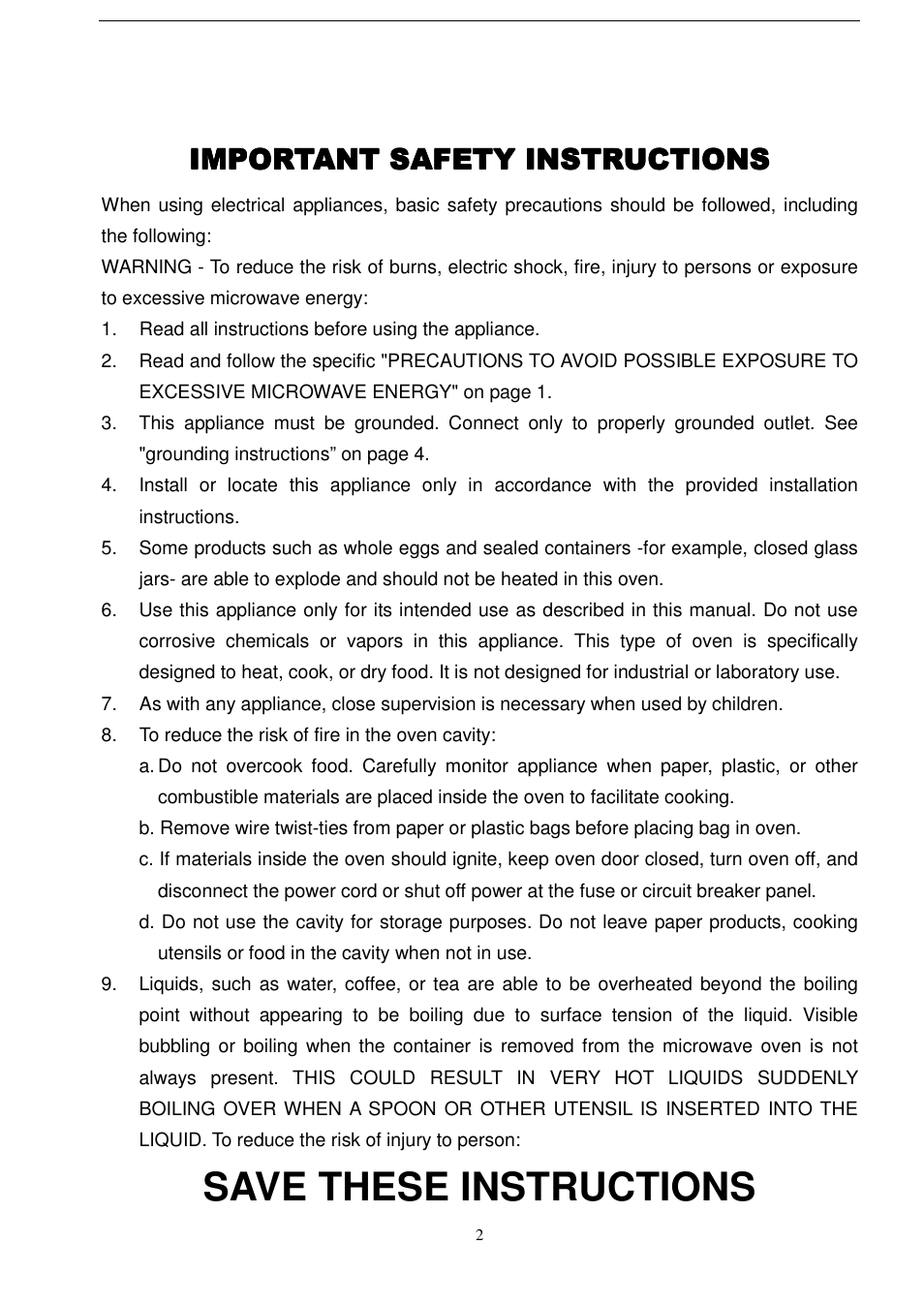 Save these instructions, Important safety instructions | Magic Chef MCD990STG User Manual | Page 3 / 19