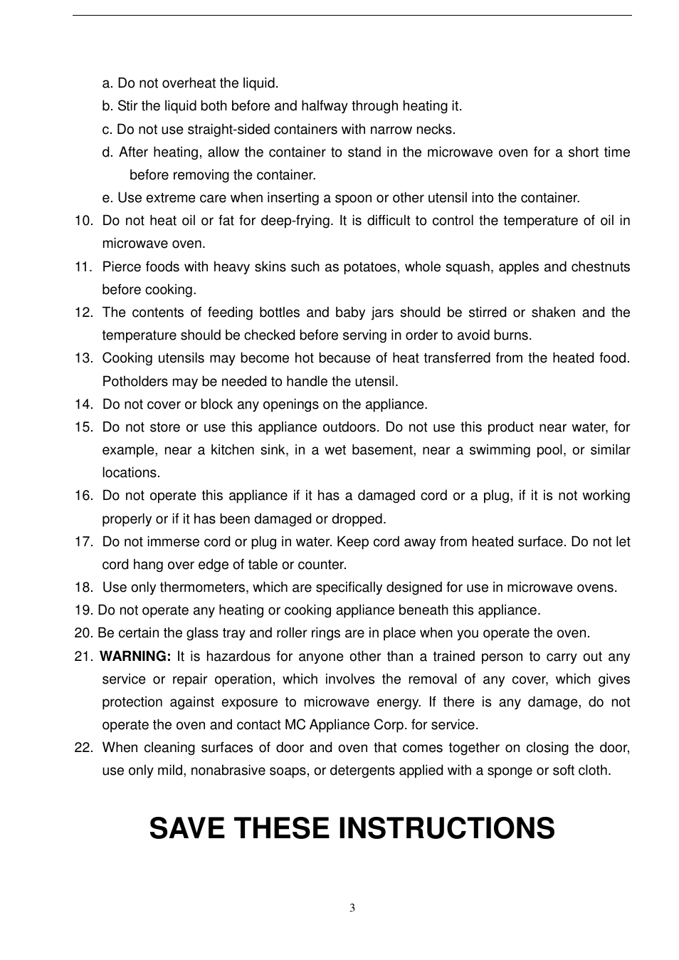 Save these instructions | Magic Chef MCD990STG User Manual | Page 4 / 19