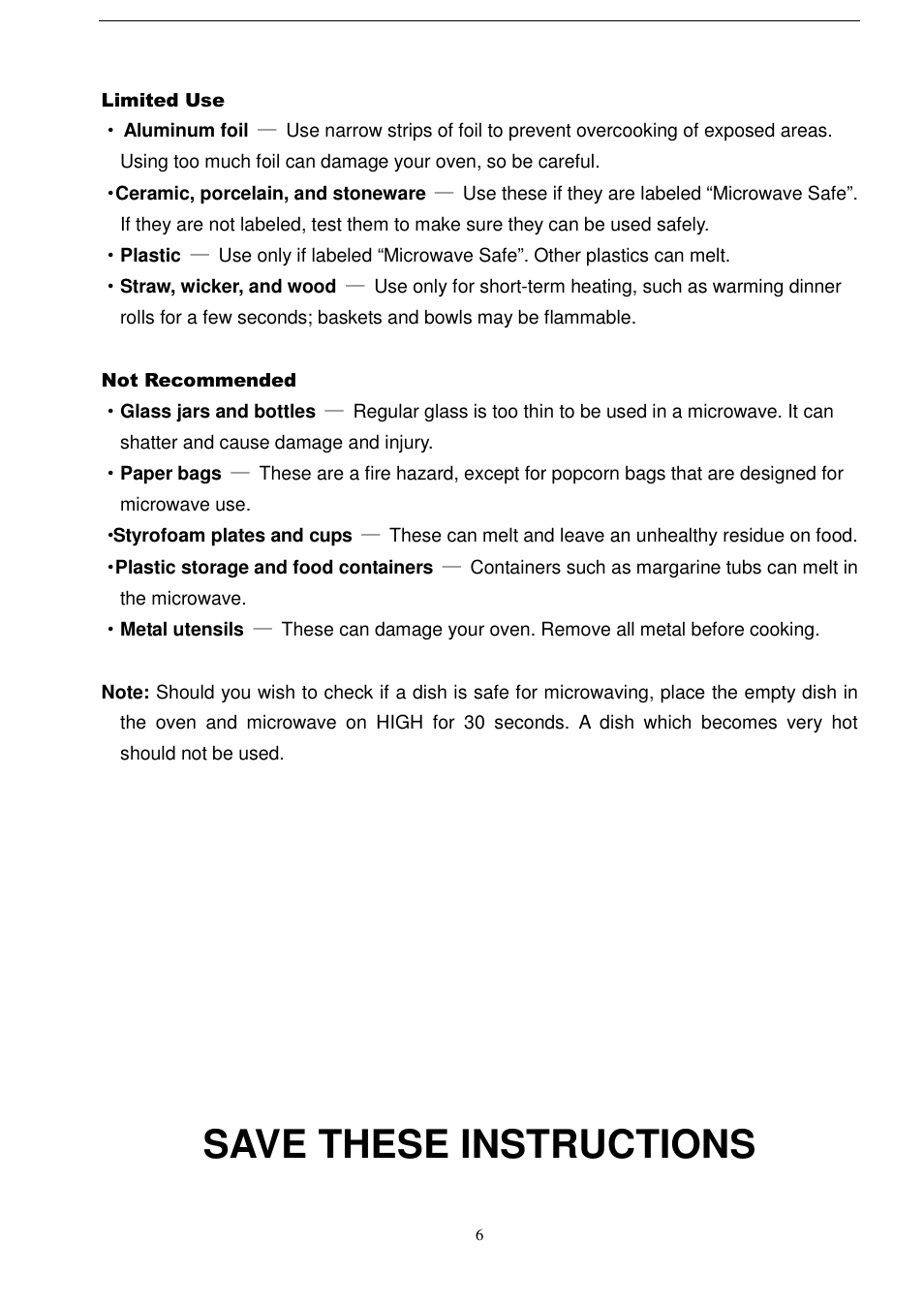 Save these instructions | Magic Chef MCD990STG User Manual | Page 7 / 19