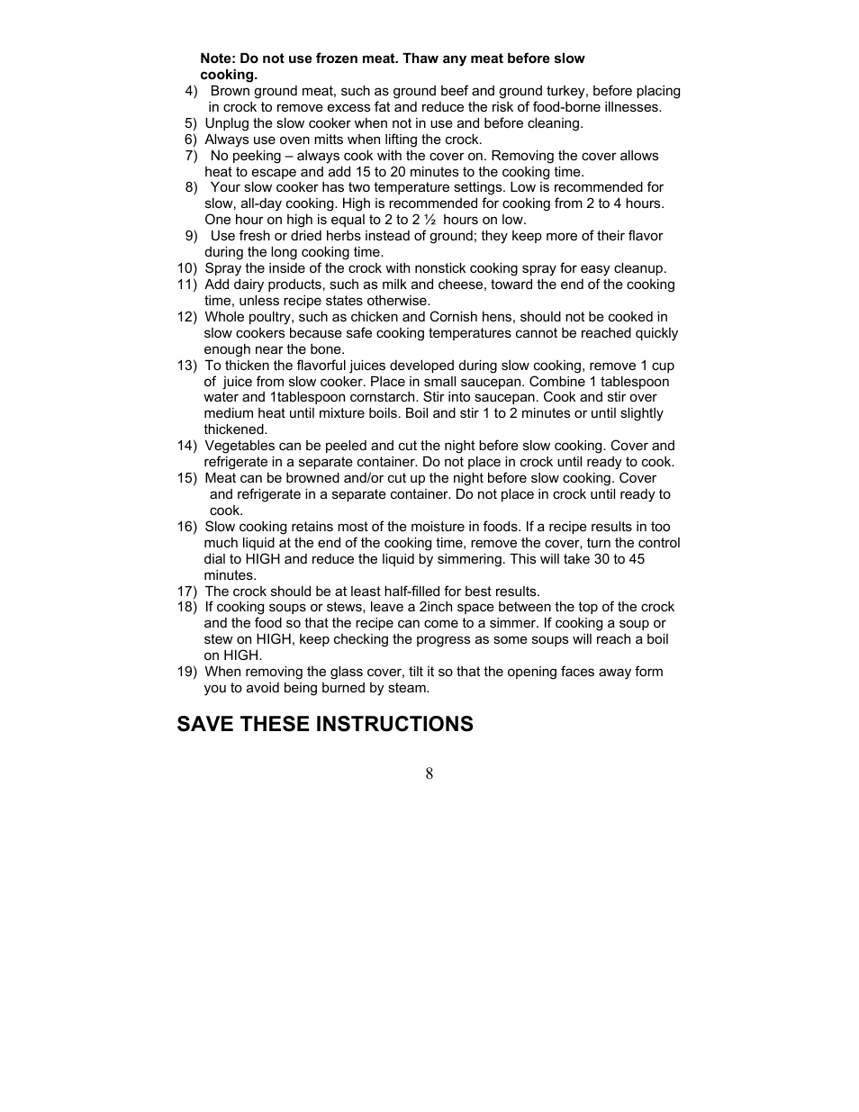 Save these instructions | Magic Chef MCSC3CRs User Manual | Page 8 / 19