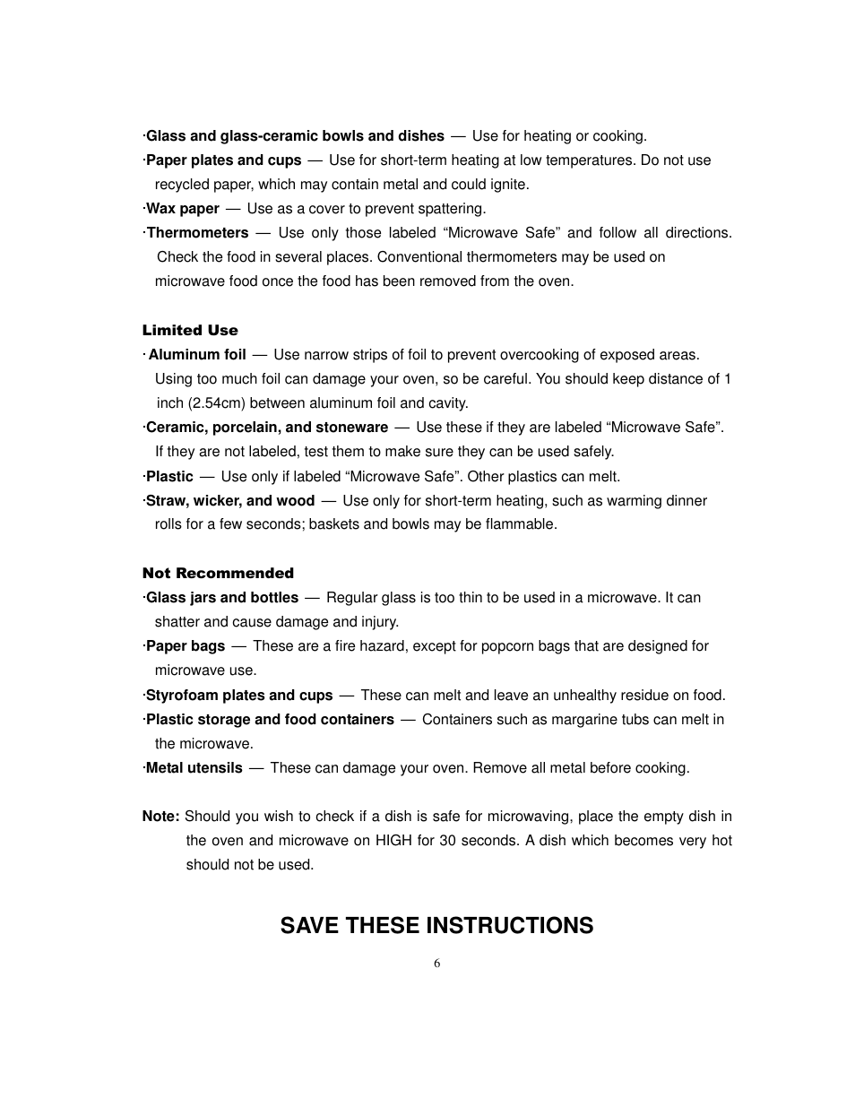 Save these instructions | Magic Chef MCD775W1 User Manual | Page 7 / 17