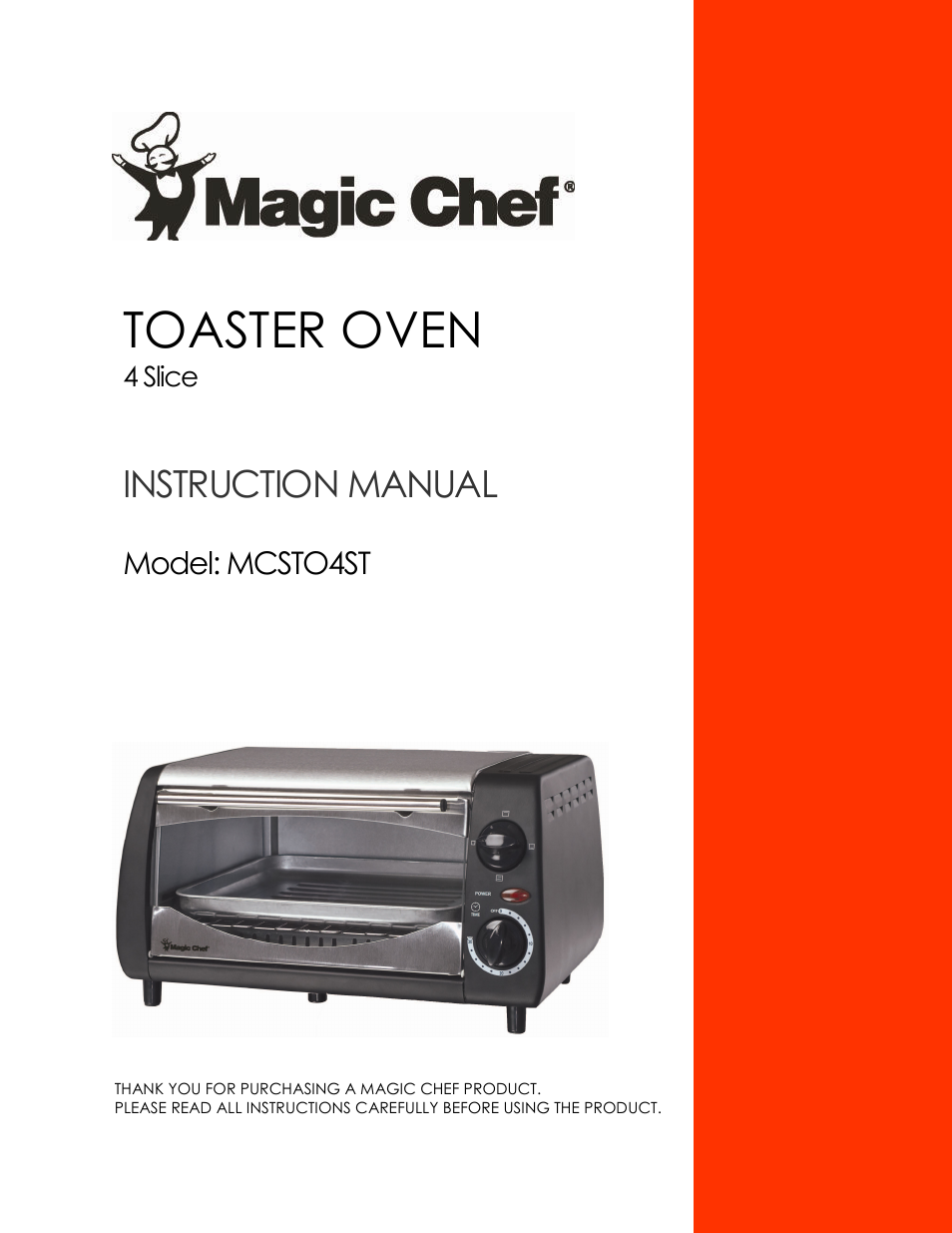 Magic Chef MCSTO4ST User Manual | 9 pages