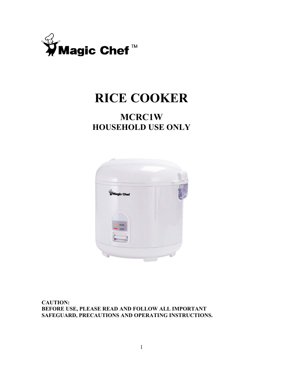 Magic Chef MCRC1W User Manual | 18 pages