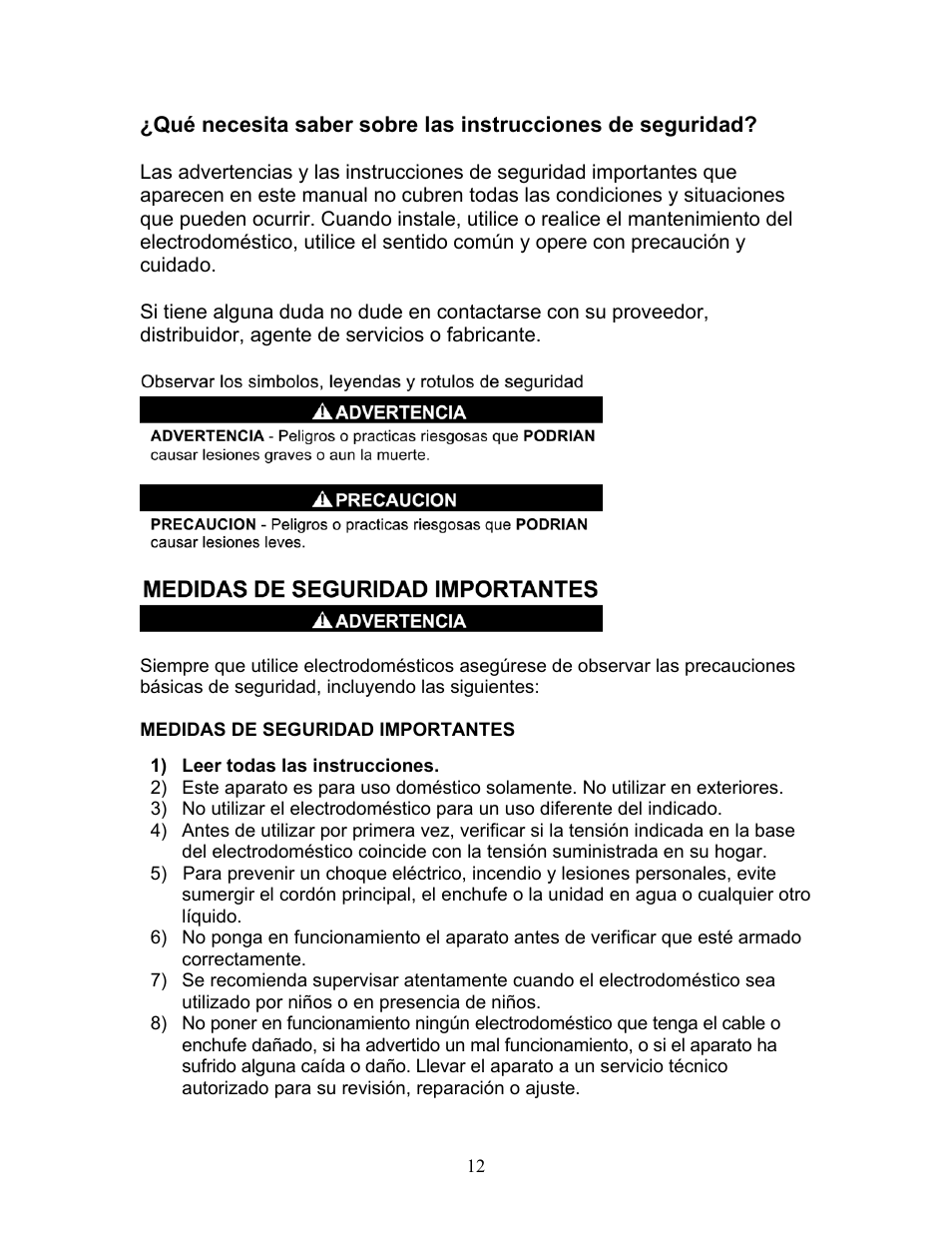 Que necesita saber sobre las instrucciones de | Magic Chef MCRC1W User Manual | Page 12 / 18