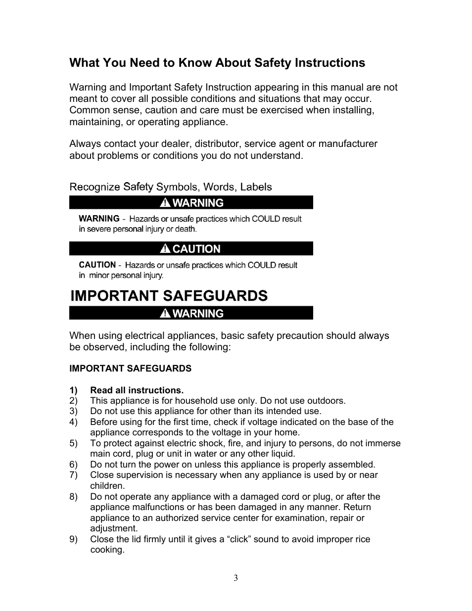 What you need to know about safety instructions | Magic Chef MCRC1W User Manual | Page 3 / 18