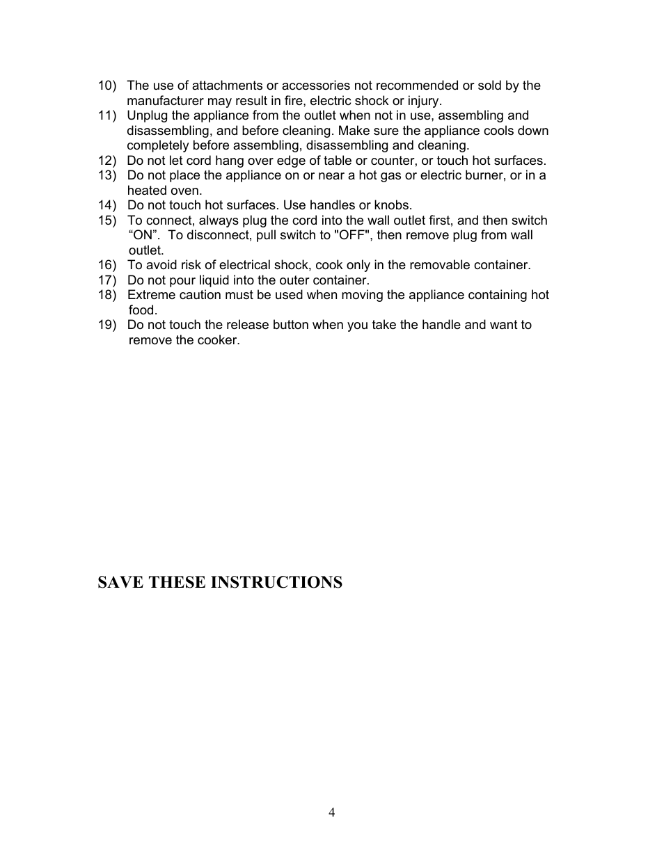 Save these instructions | Magic Chef MCRC1W User Manual | Page 4 / 18