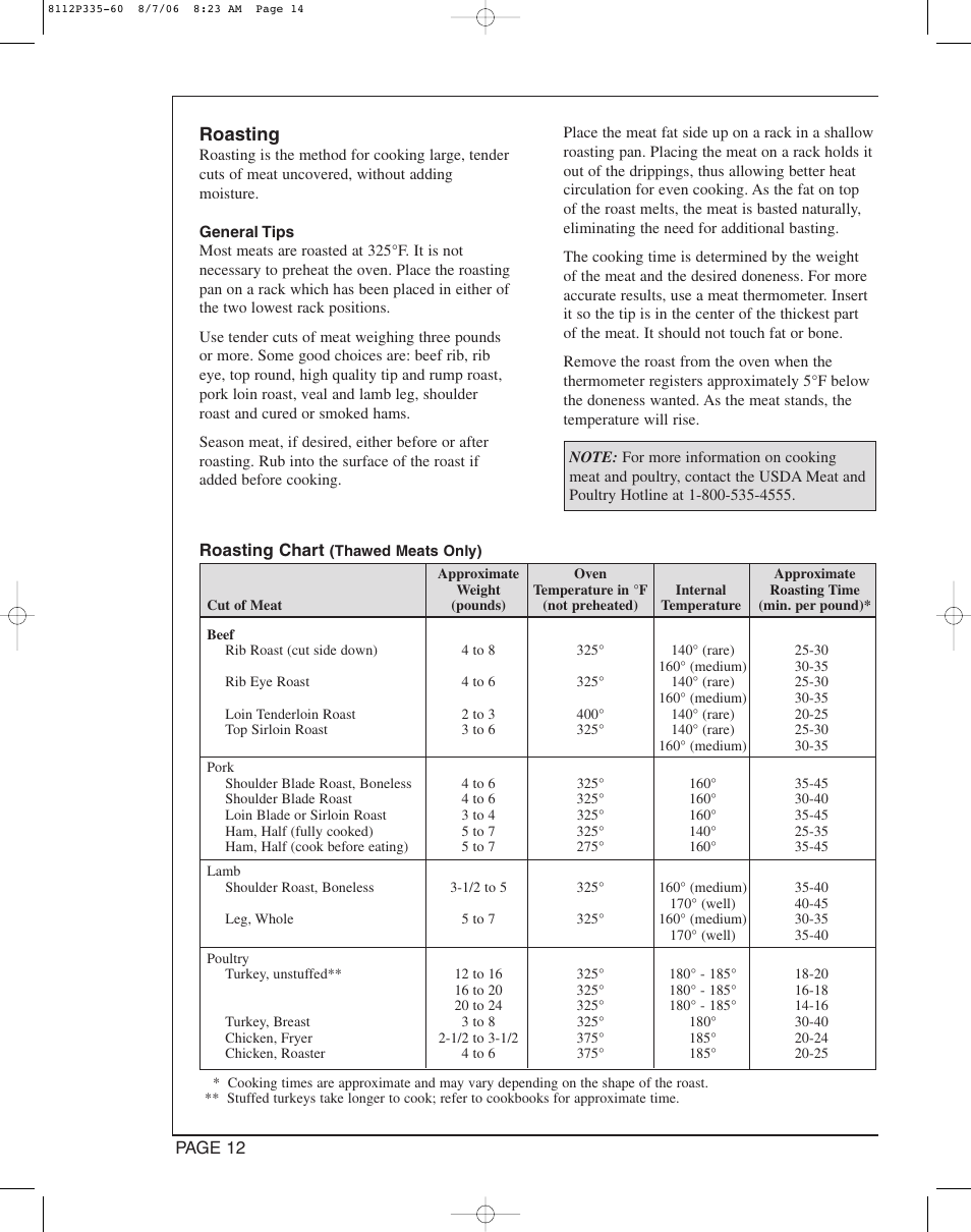 Roasting | Magic Chef CWG3600AAB User Manual | Page 14 / 24