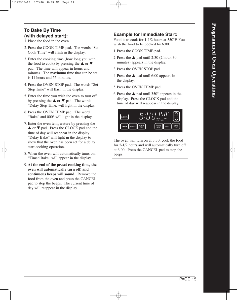 Pr ogrammed oven operations | Magic Chef CWG3600AAB User Manual | Page 17 / 24