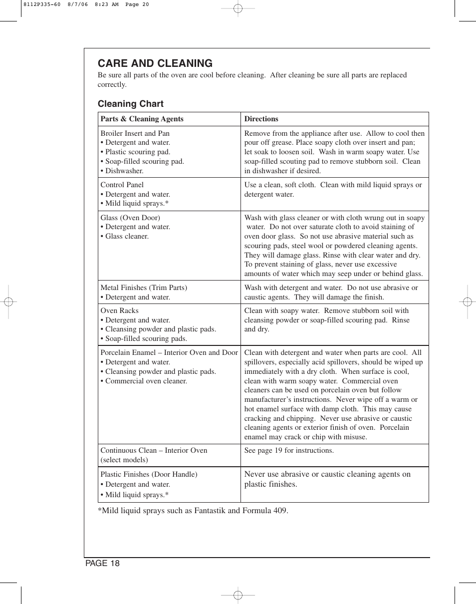 Care and cleaning | Magic Chef CWG3600AAB User Manual | Page 20 / 24