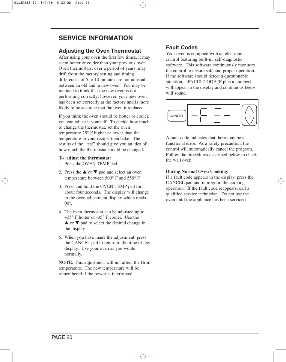 Service information | Magic Chef CWG3600AAB User Manual | Page 22 / 24