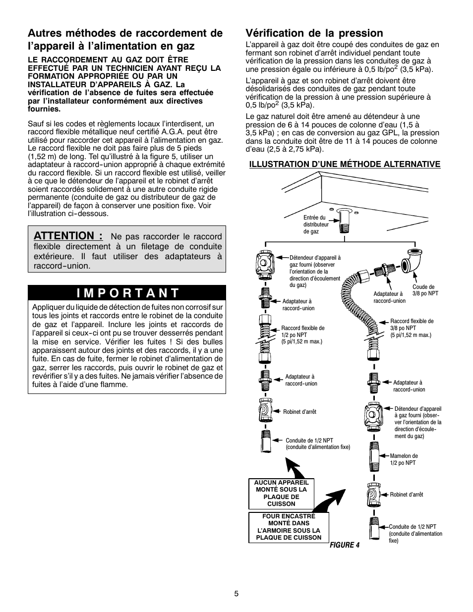 Attention, Vérification de la pression | Magic Chef W10187822 User Manual | Page 27 / 33