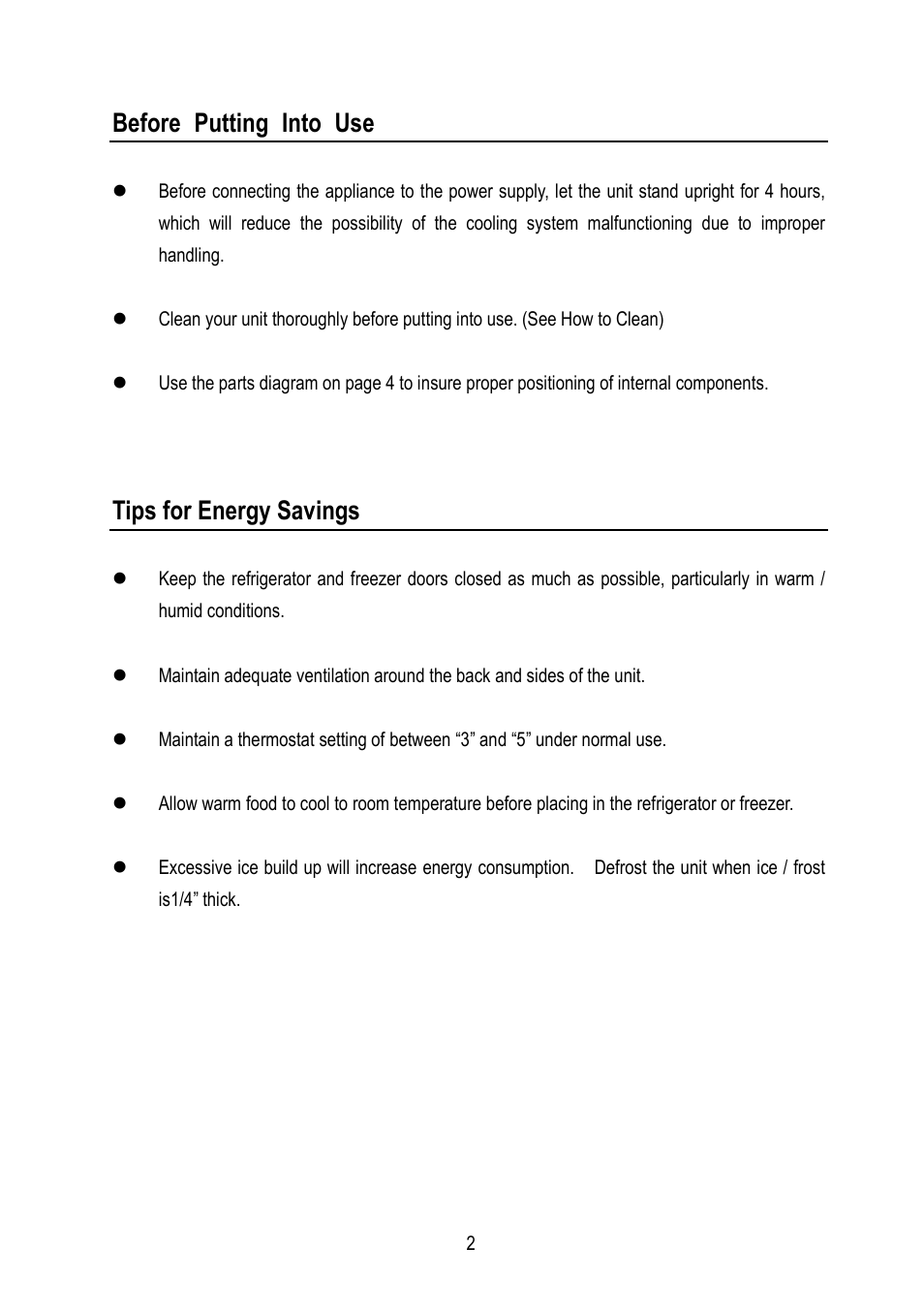 Before putting into use, Tips for energy savings | Magic Chef MCBR445B2 User Manual | Page 3 / 11