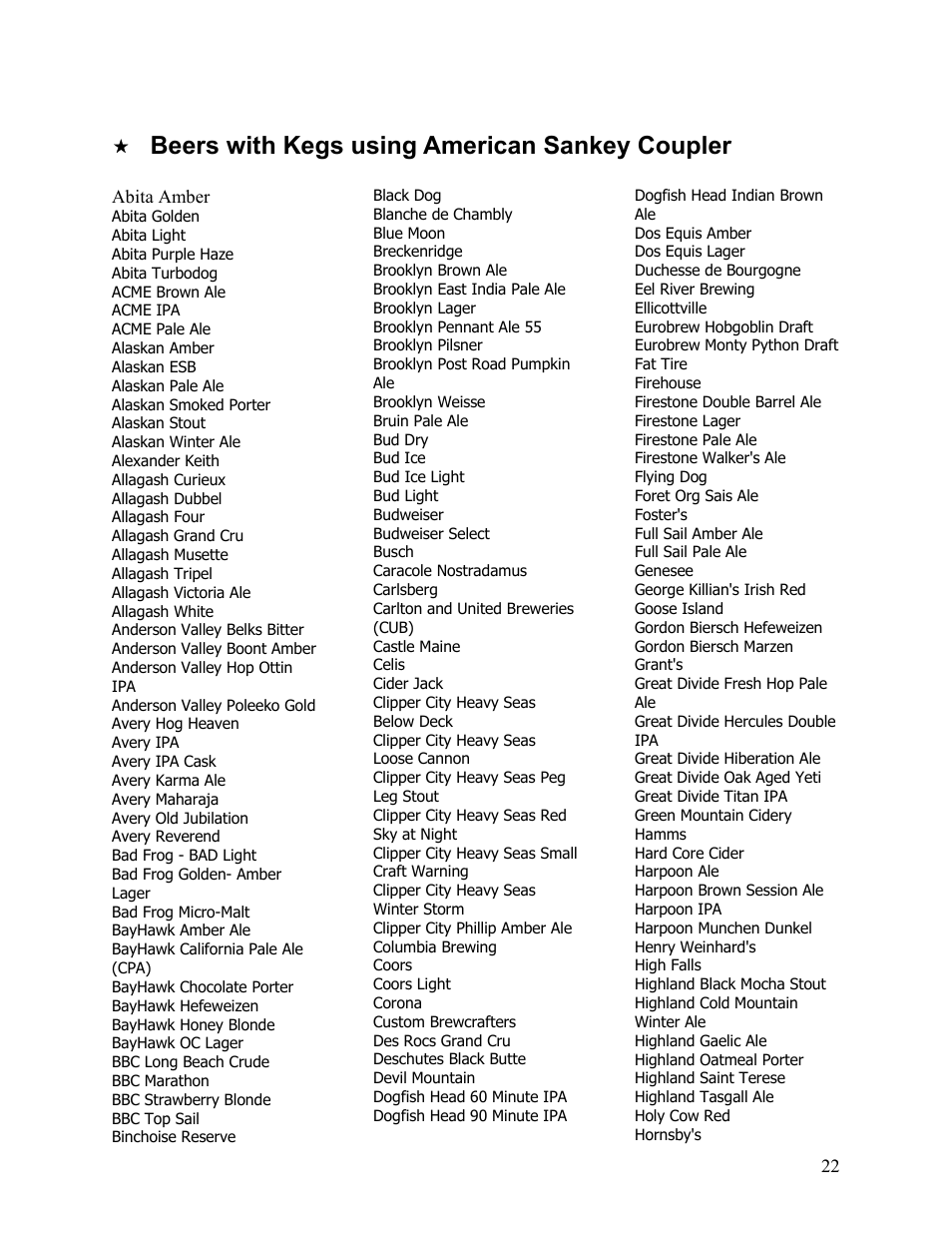 Beers with kegs using american sankey coupler | Magic Chef Vissani MCKC490S User Manual | Page 23 / 24
