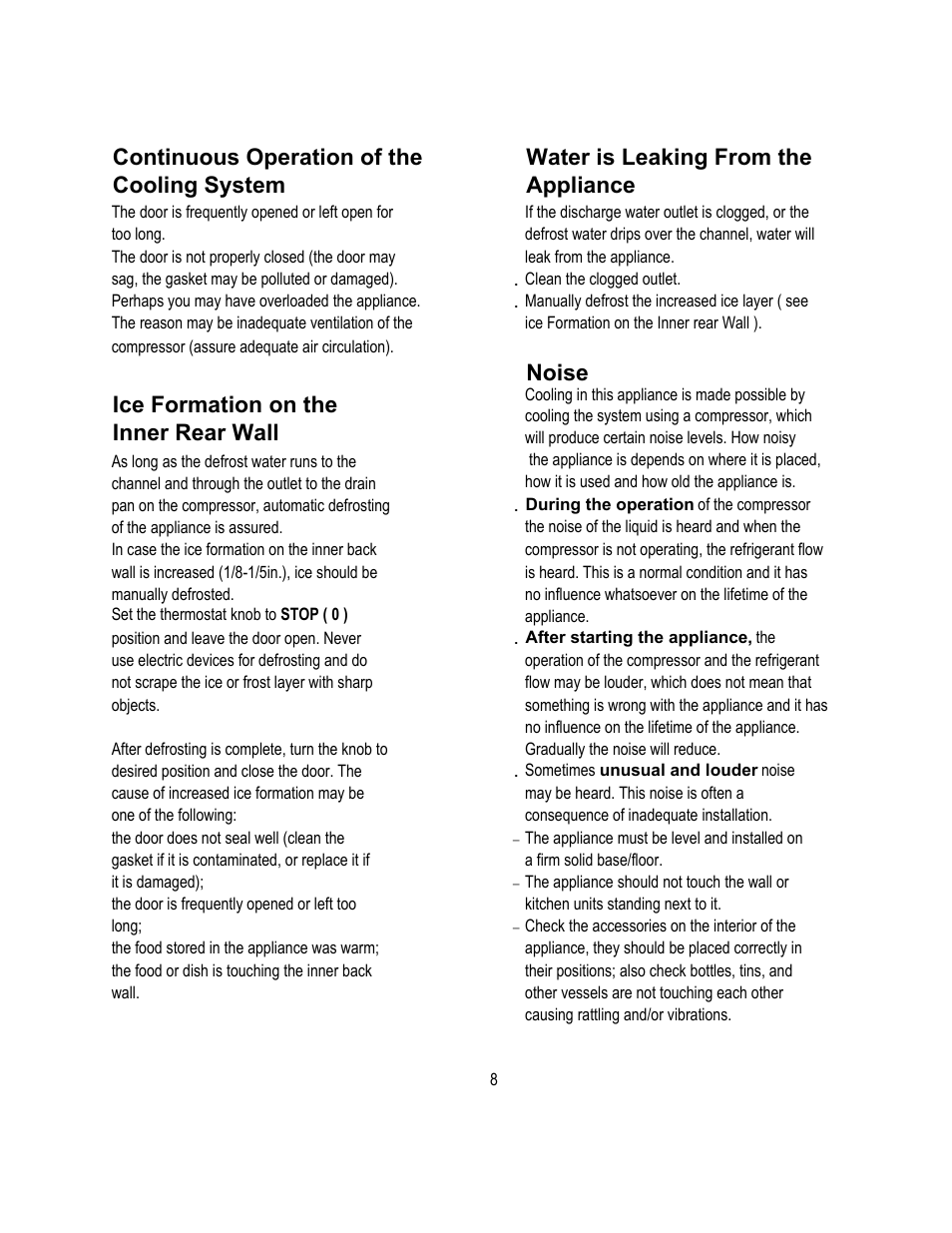 Noise | Magic Chef Wine Cooler MCWC52B User Manual | Page 9 / 11