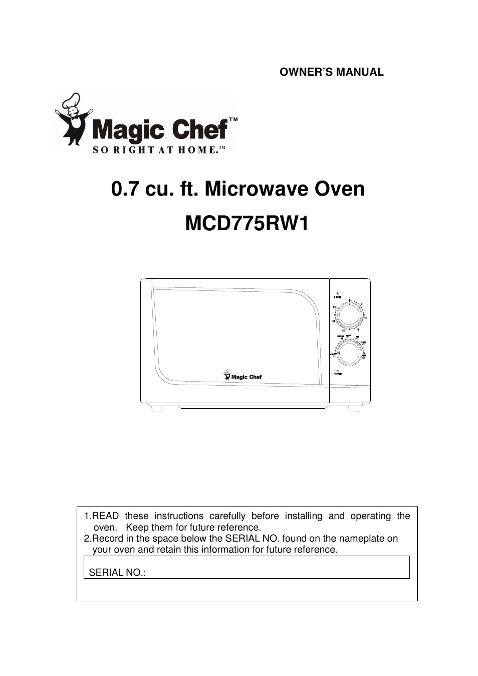 Magic Chef MCD775RW1 User Manual | 13 pages