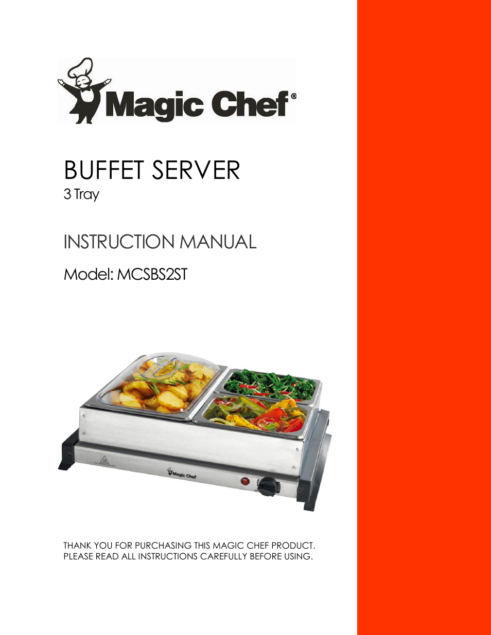 Magic Chef 3 TRAY MCSBS2ST User Manual | 10 pages