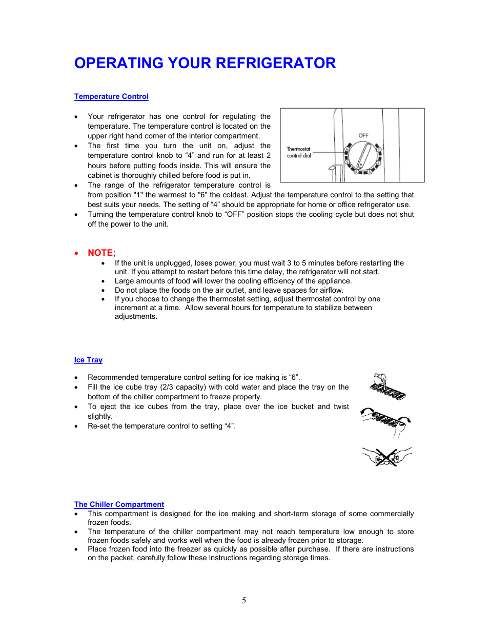 Operating your refrigerator | Magic Chef MCBR170B User Manual | Page 6 / 11