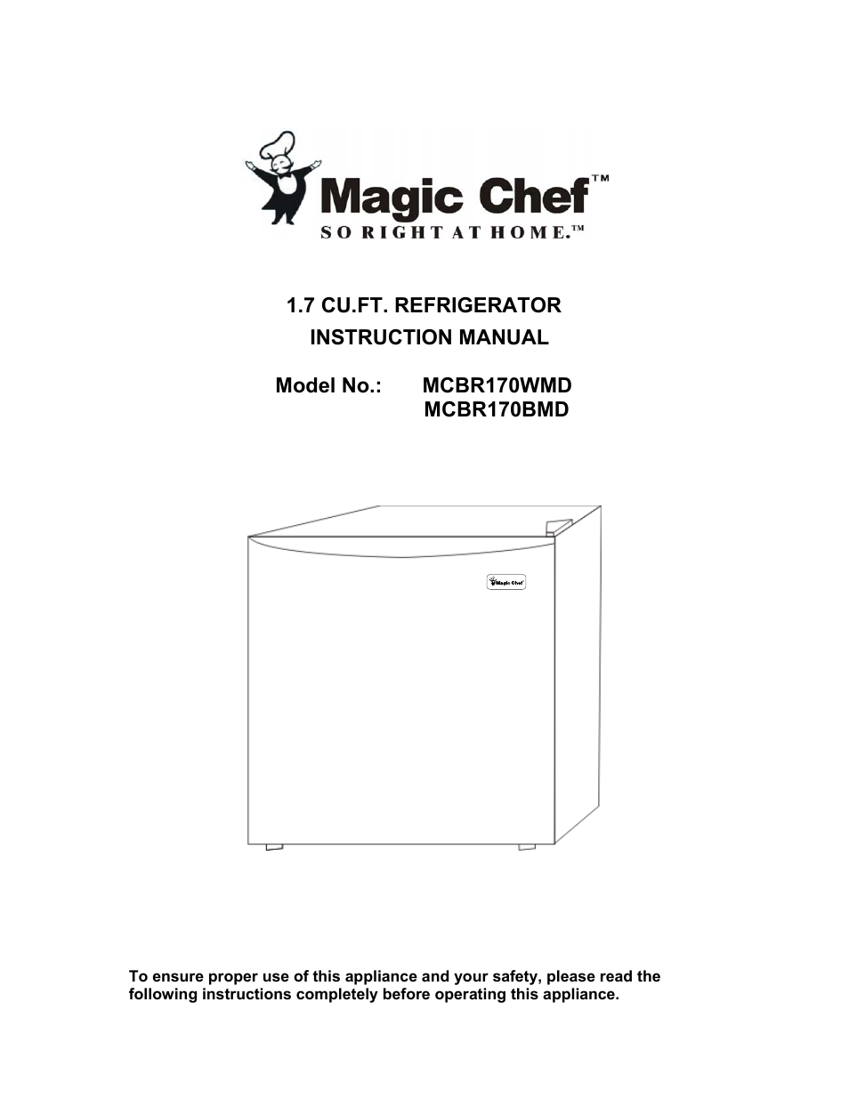 Magic Chef MCBR170BMD User Manual | 11 pages