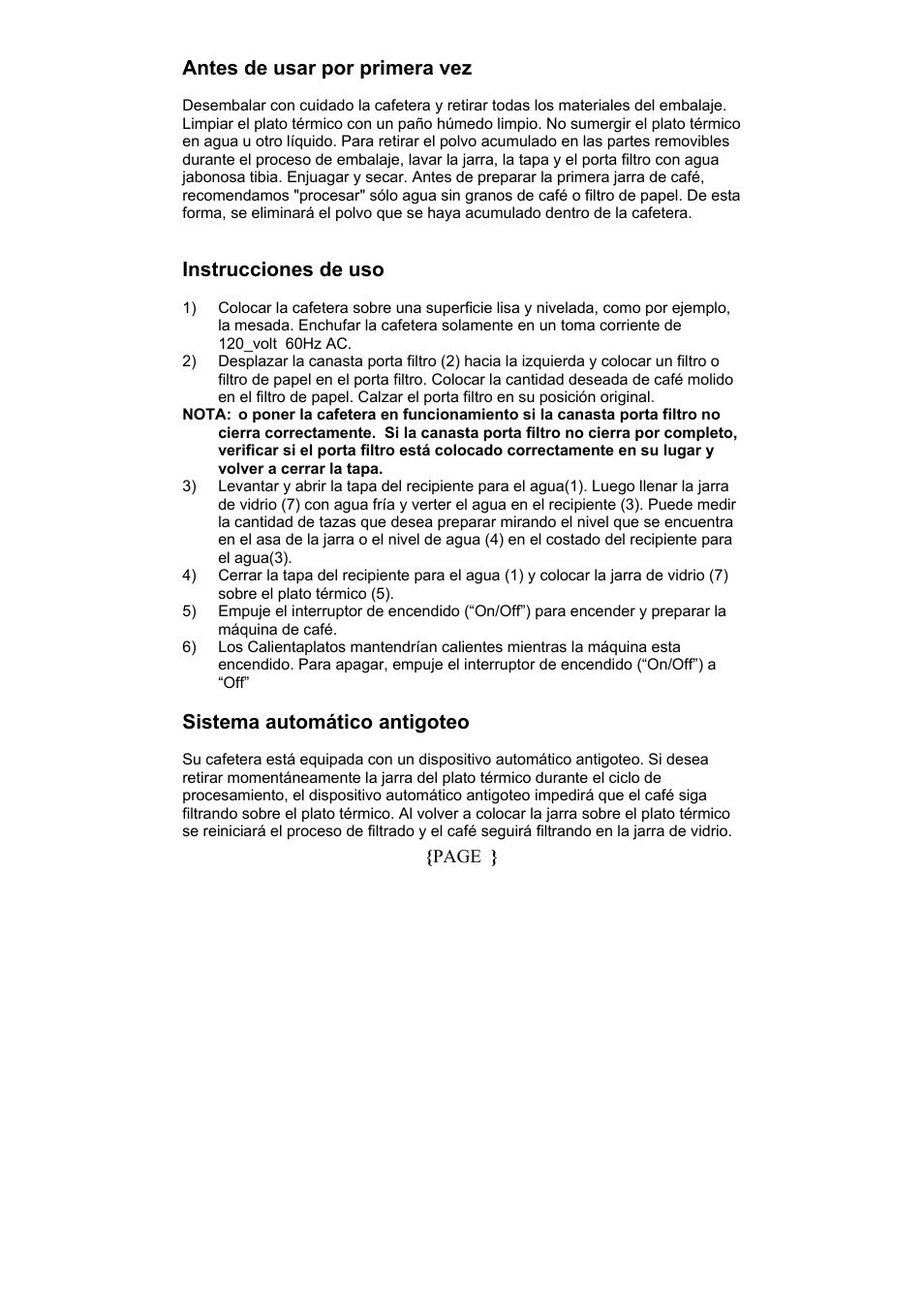 Sistema automatico antigoteo | Magic Chef MCCM1NW12 User Manual | Page 17 / 20