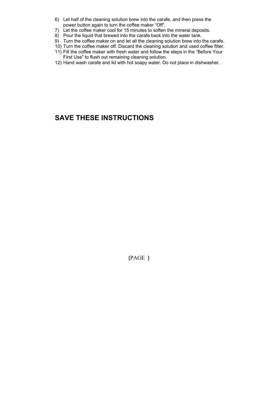 Save these instructions | Magic Chef MCCM1NW12 User Manual | Page 9 / 20