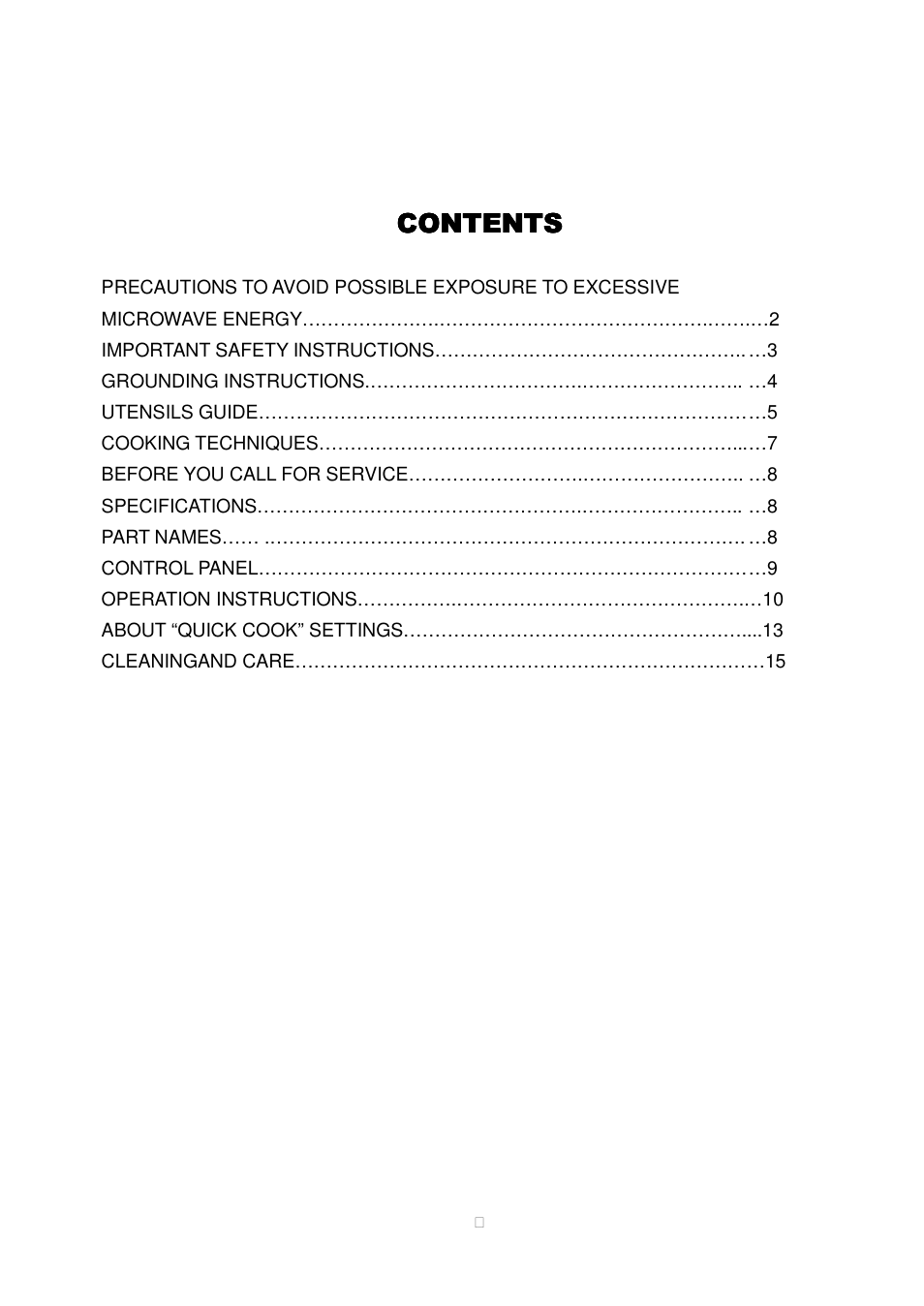 Contents contents contents contents | Magic Chef MCD775ST User Manual | Page 2 / 17