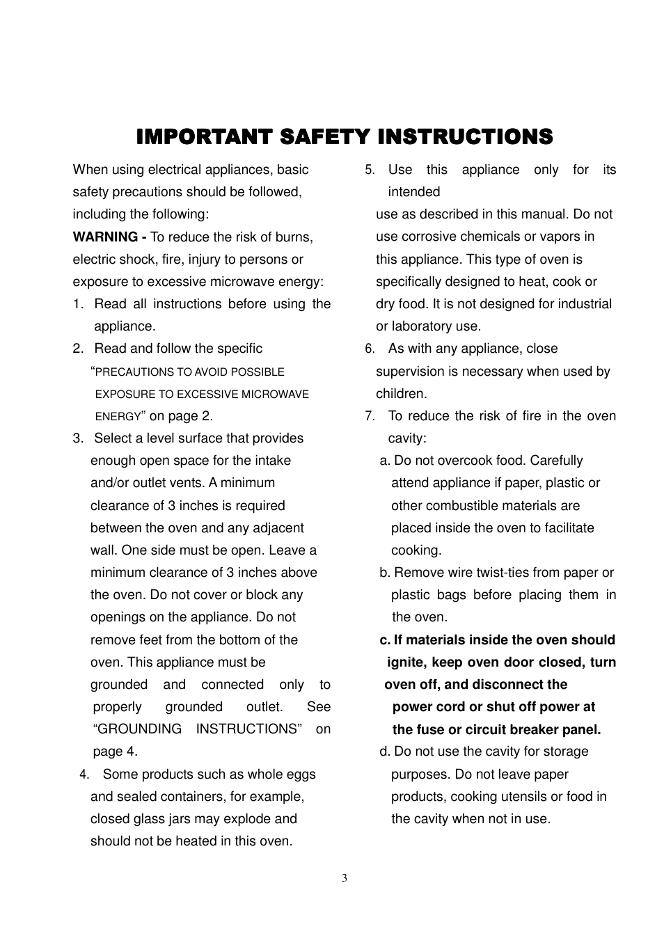 Important safety instructions | Magic Chef MCD775ST User Manual | Page 4 / 17