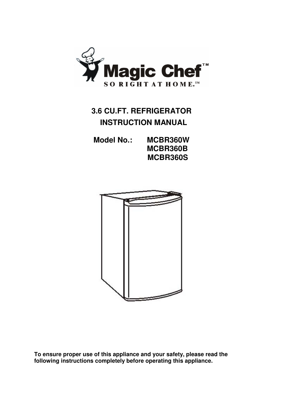 Magic Chef MCBR360B User Manual | 11 pages