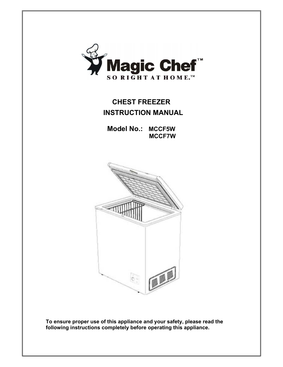 Magic Chef MCCF5W User Manual | 11 pages
