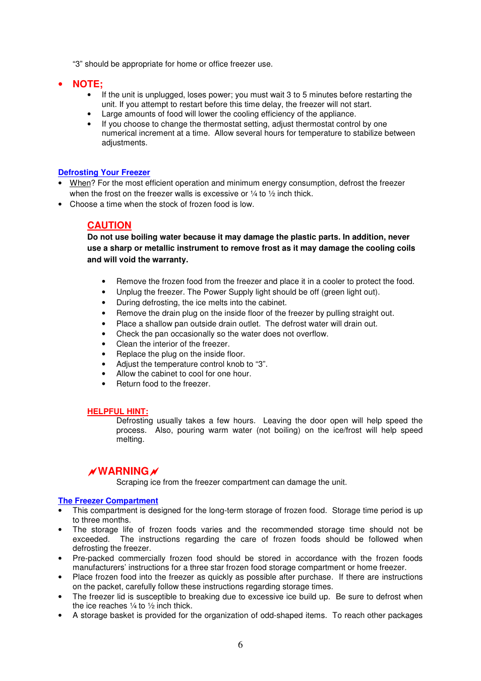 Warning, Caution | Magic Chef MCCF5WBX User Manual | Page 7 / 11