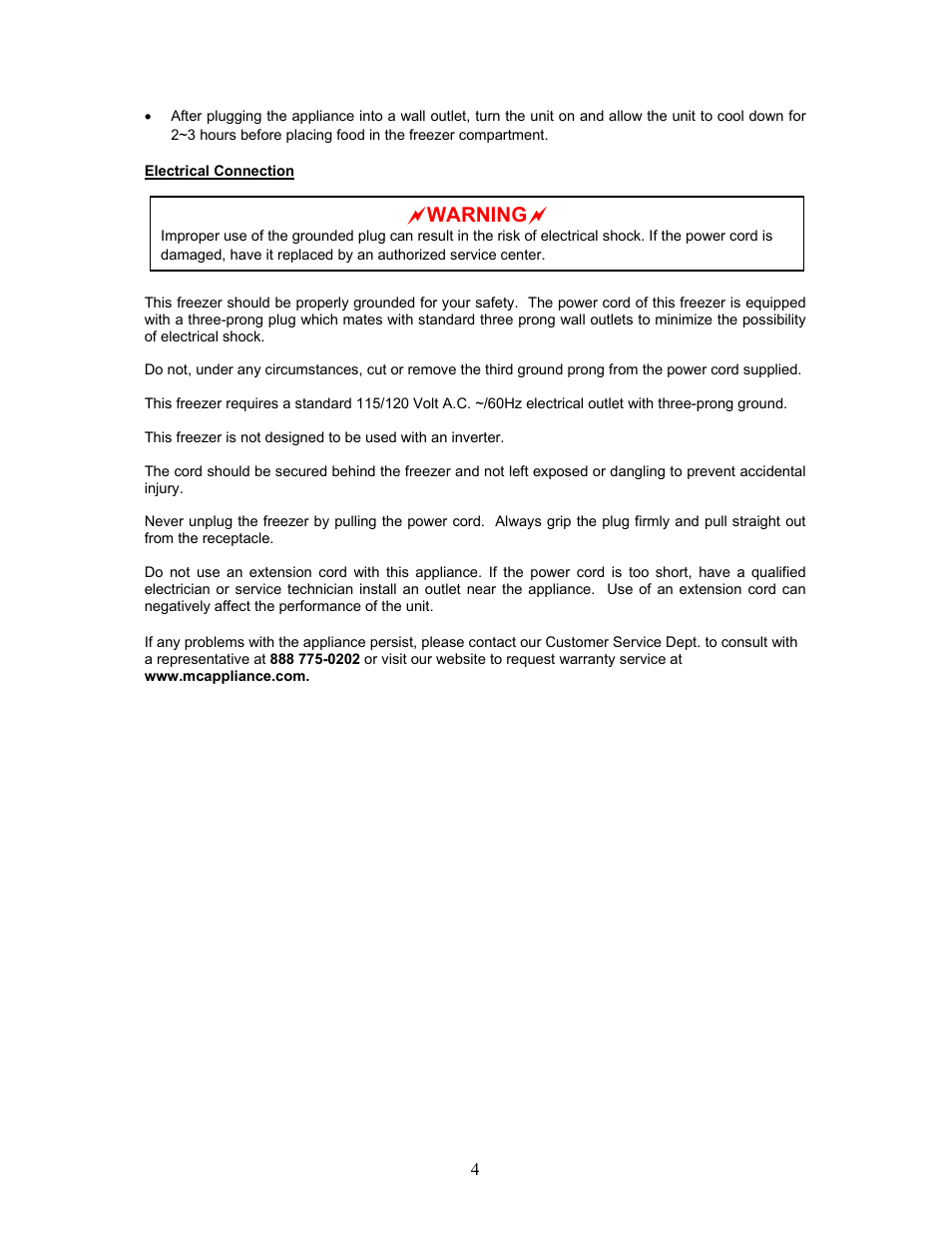 Awarning a | Magic Chef SO RIGHT AT HOME MCUF85W User Manual | Page 5 / 11