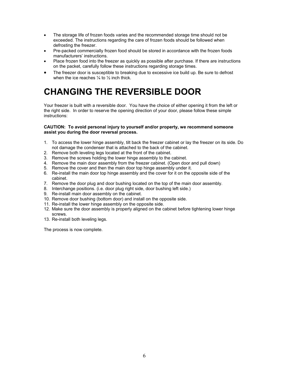 Changing the reversible door | Magic Chef SO RIGHT AT HOME MCUF85W User Manual | Page 7 / 11