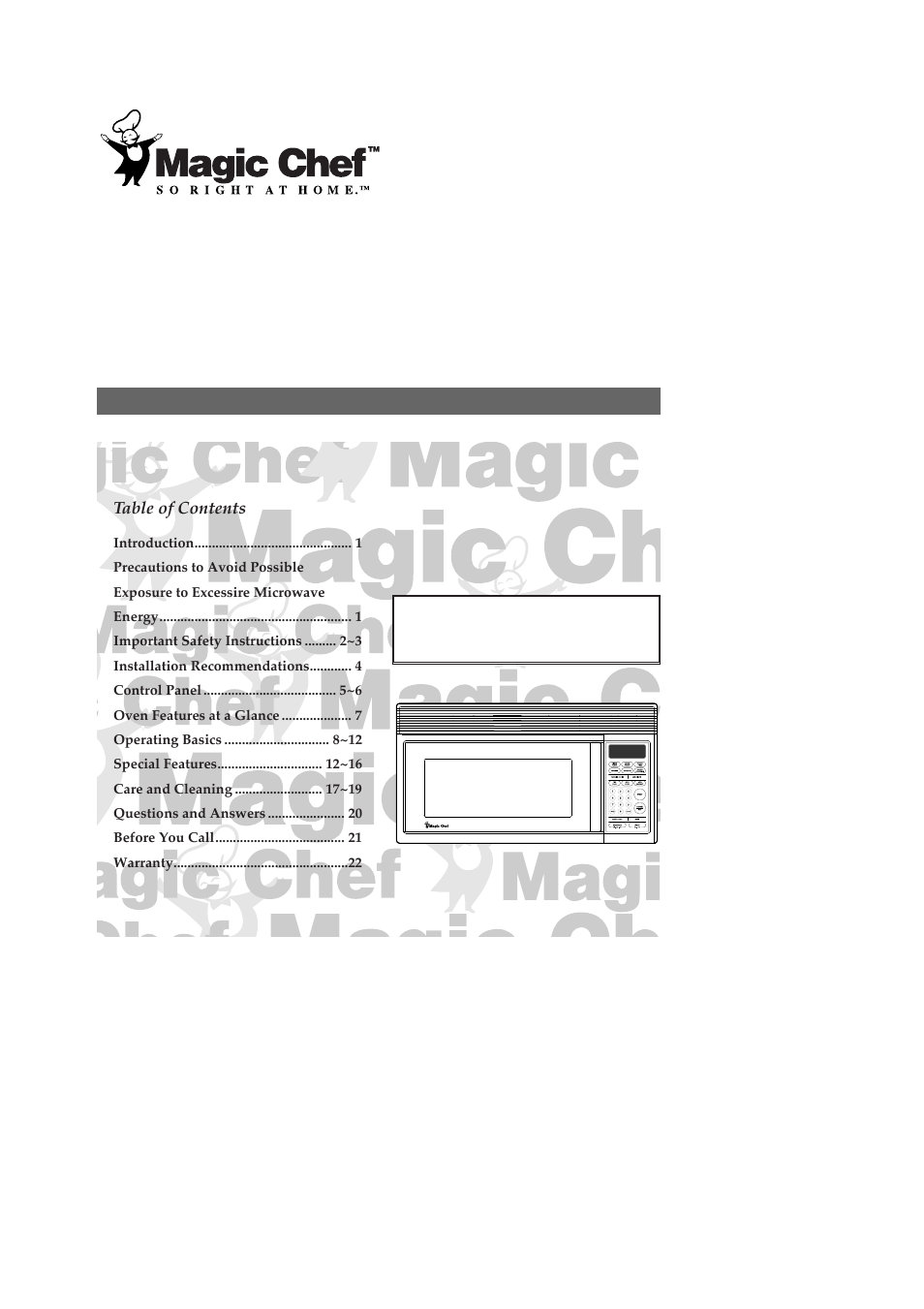 Magic Chef MCO160S User Manual | 23 pages