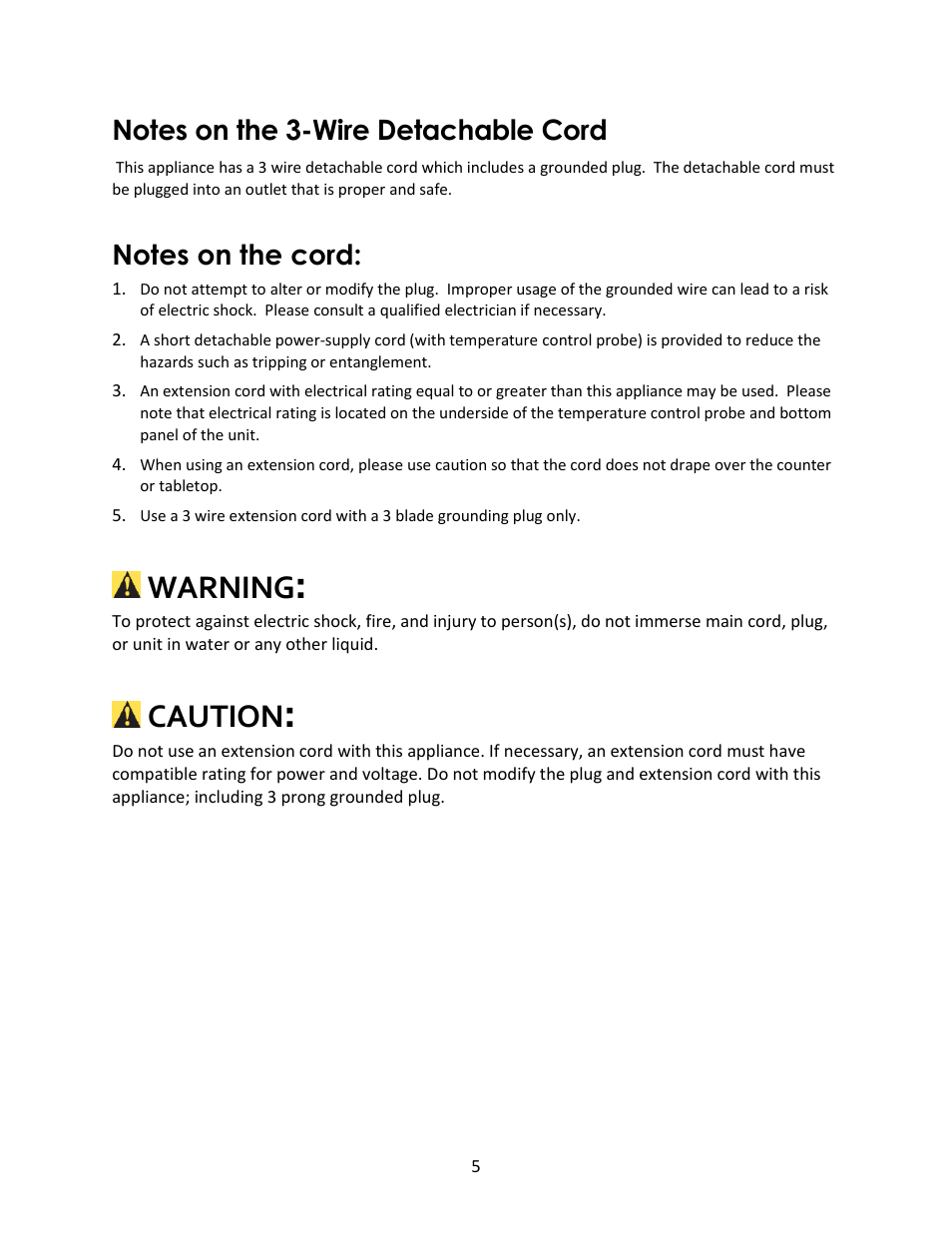 Warning, Caution | Magic Chef MCSG19B User Manual | Page 5 / 10