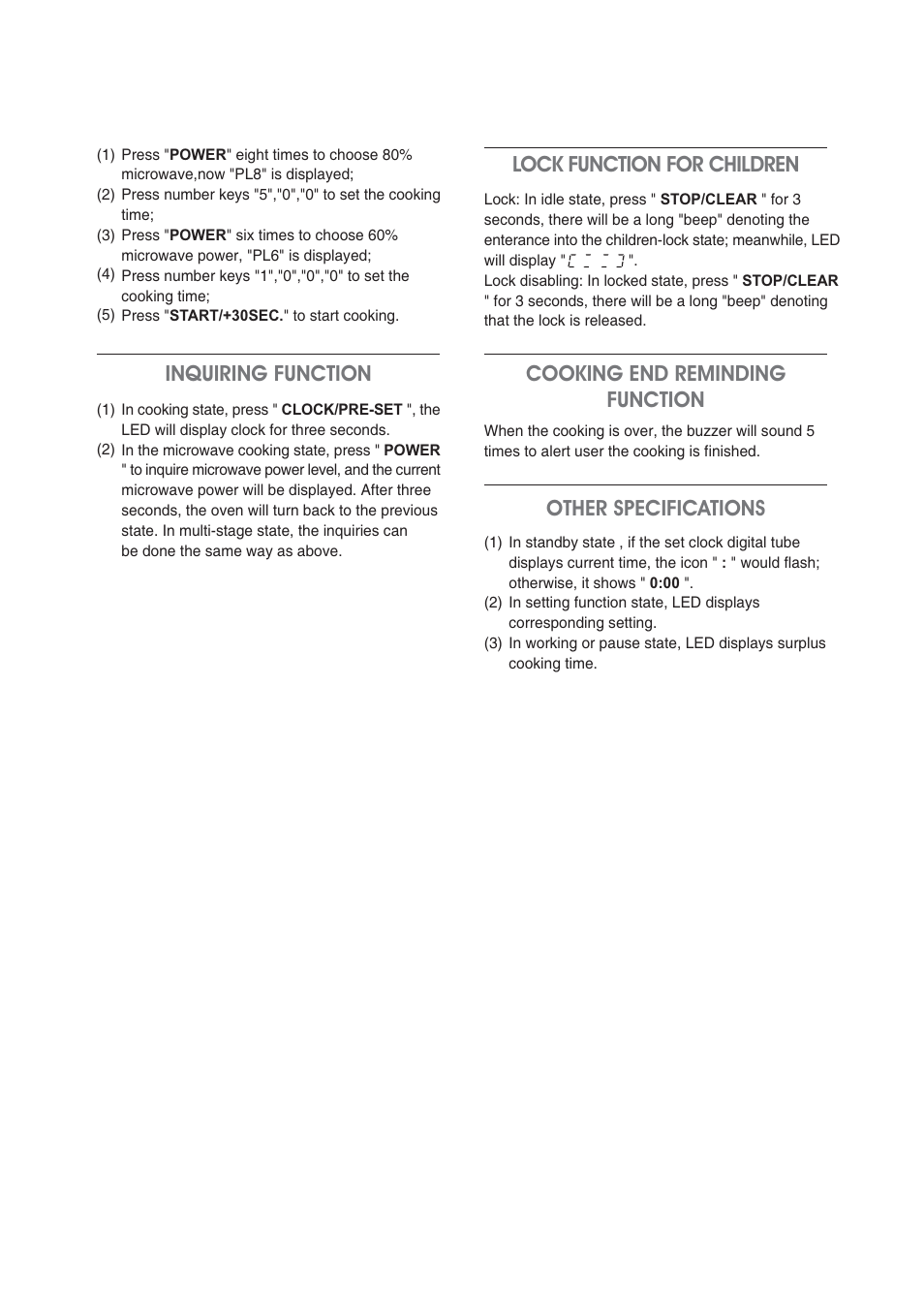 Inquiring function | Magic Chef MCM990ST User Manual | Page 13 / 18